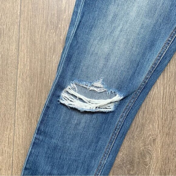 Urban Outfitters Neon Blonde Siren High Rise Tapered Jean Straight leg Distress - Picture 6 of 13